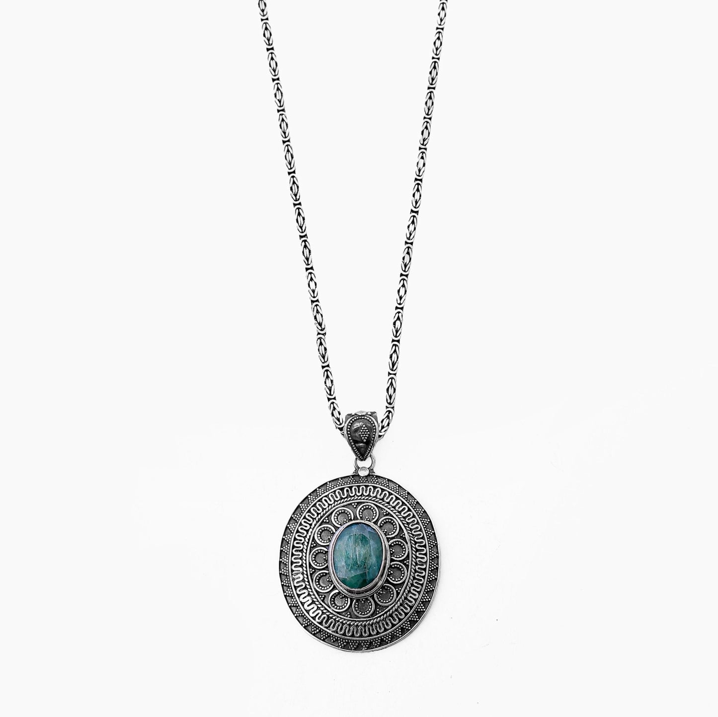 Aventurine Sun Disc Necklace - AJURE SILVER