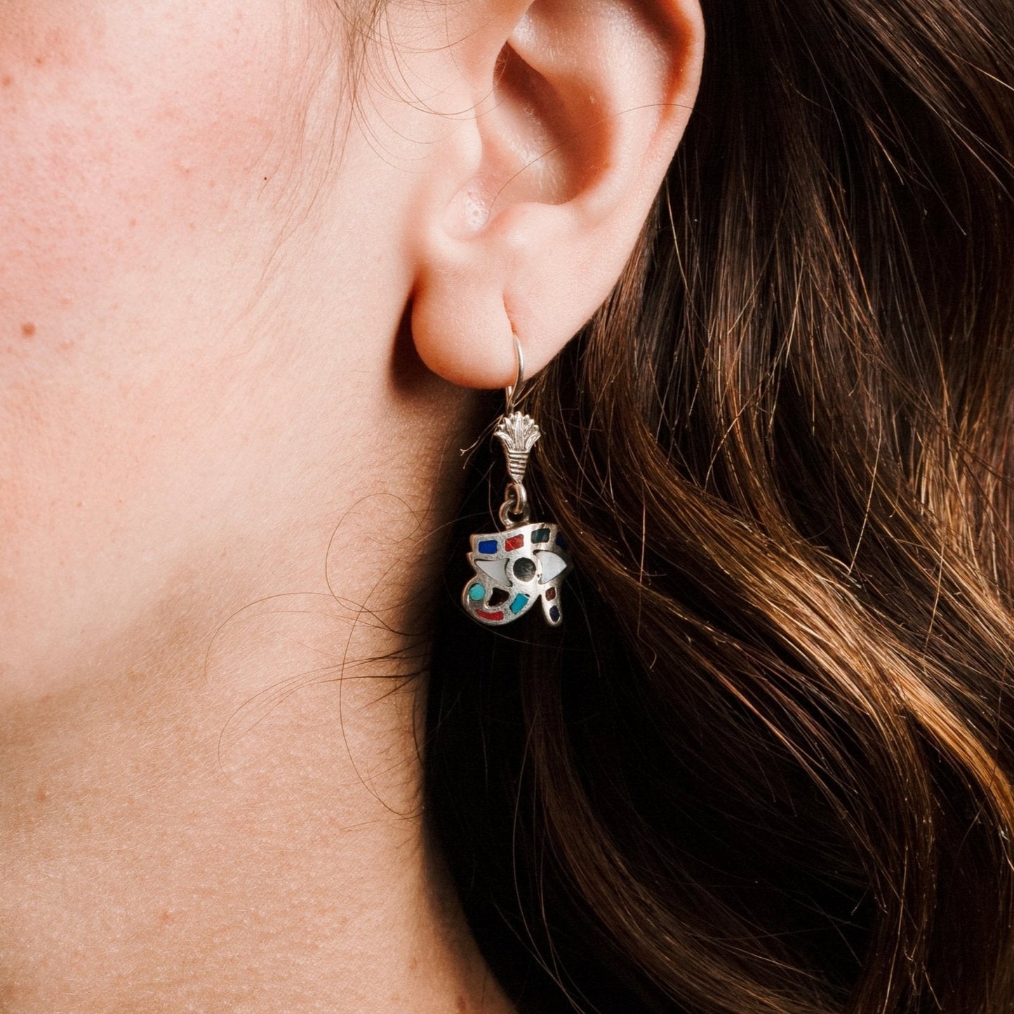 Ayn – Eye of Horus Multistone Earrings - AJURE SILVER