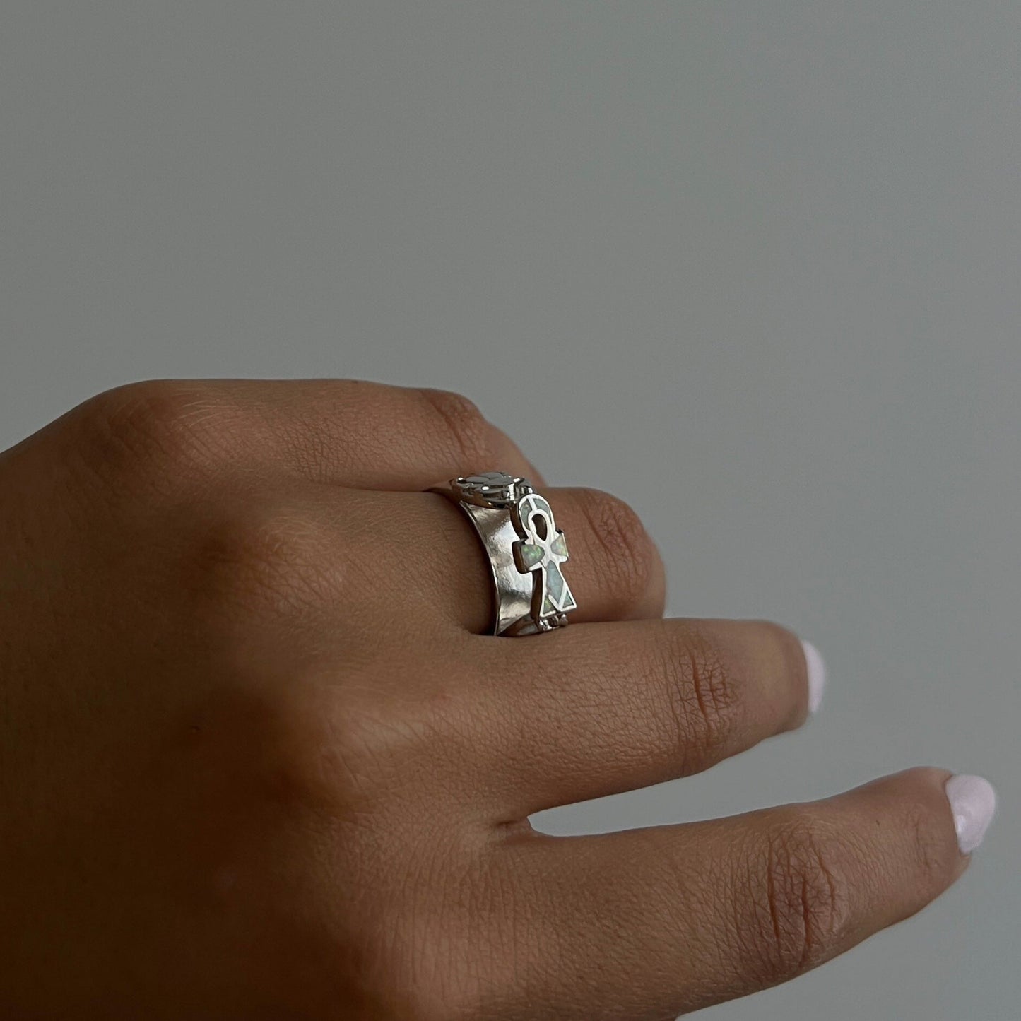 Lunar Ankh Ring - AJURE SILVER