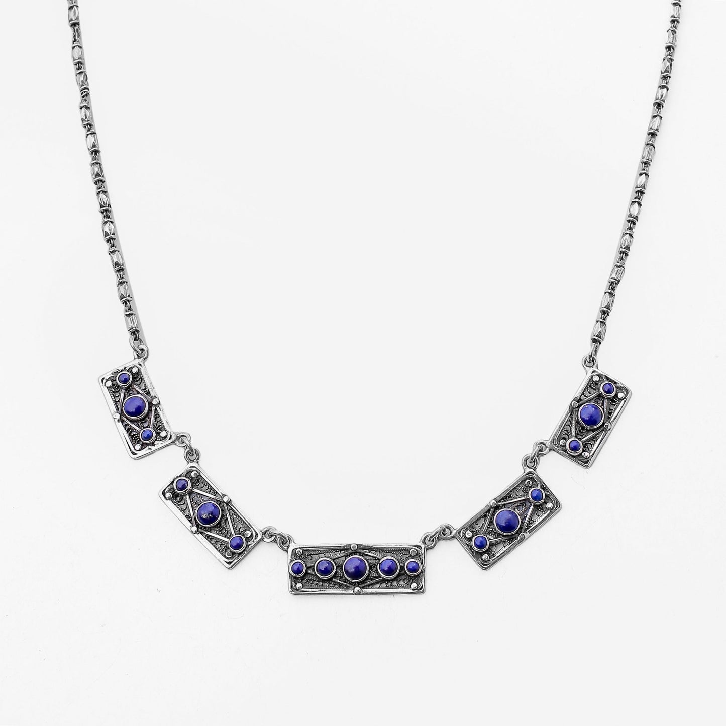 Ajure Lapis Panel Necklace - AJURE SILVER