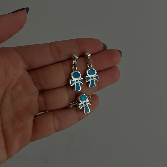 Ankh Turquoise Set - AJURE SILVER