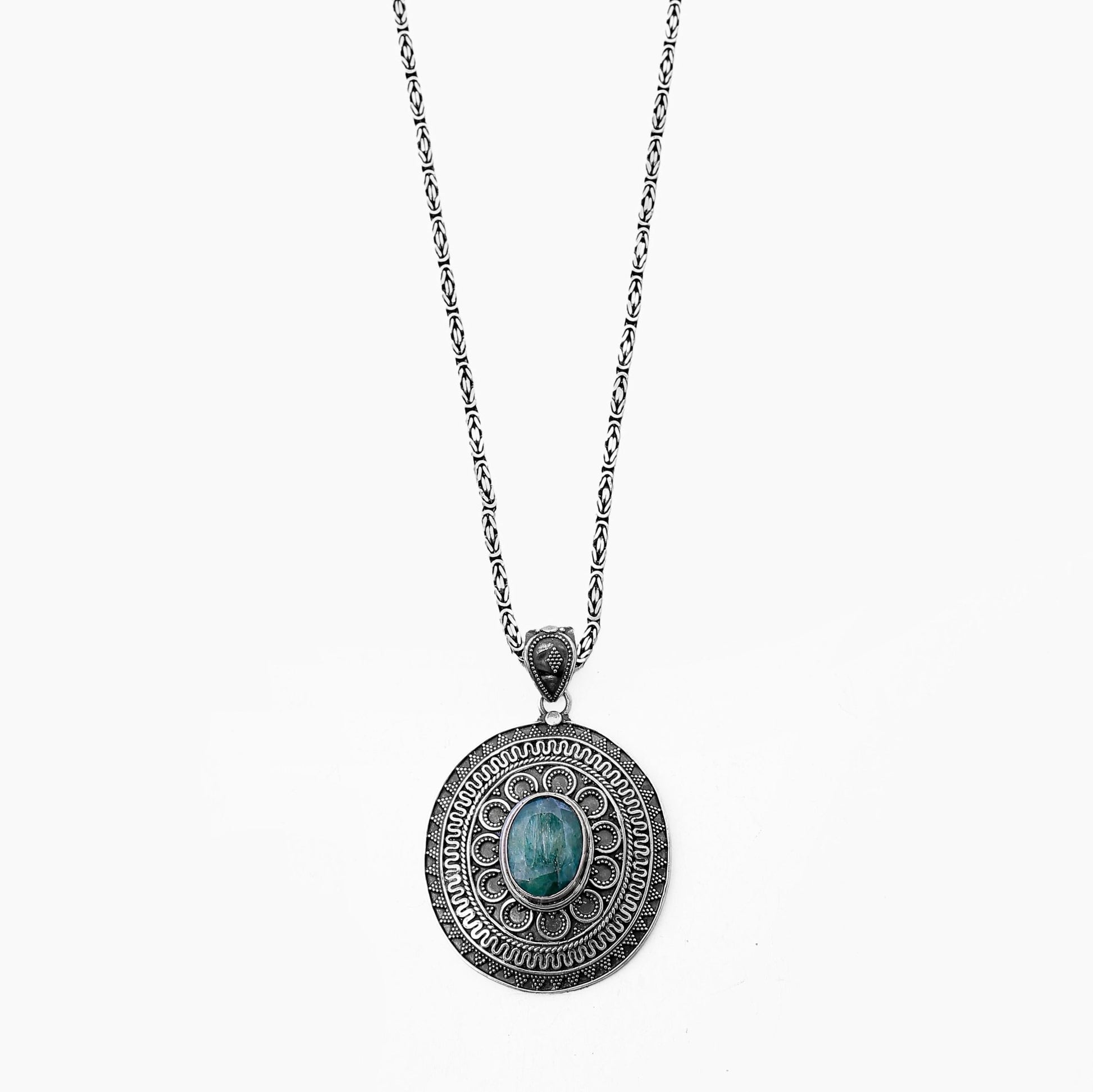 Aventurine Sun Disc Necklace - AJURE SILVER
