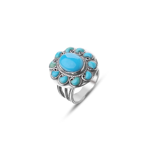 Azure Bloom Turquoise Ring - AJURE SILVER