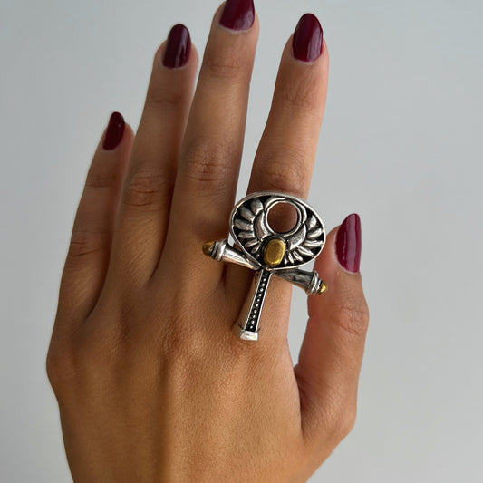 Eternal Ankh Ring - AJURE SILVER