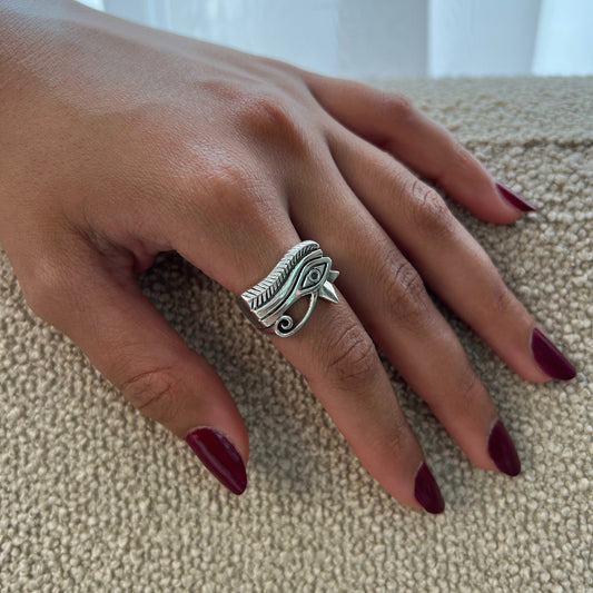 Eye of Horus Shield Ring - AJURE SILVER