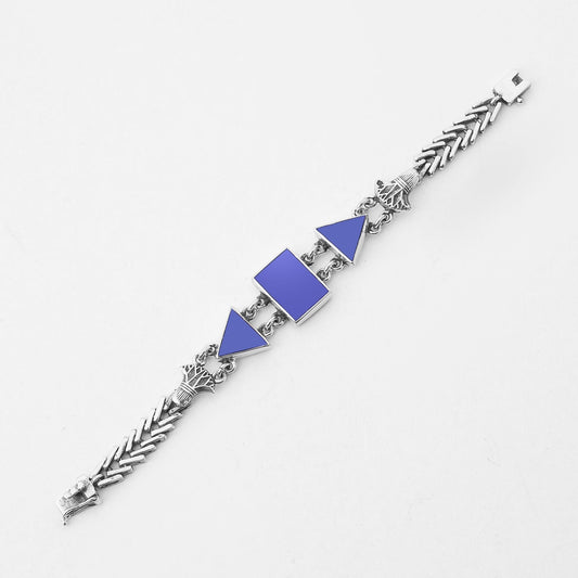 Lapis Geometric Bracelet - AJURE SILVER