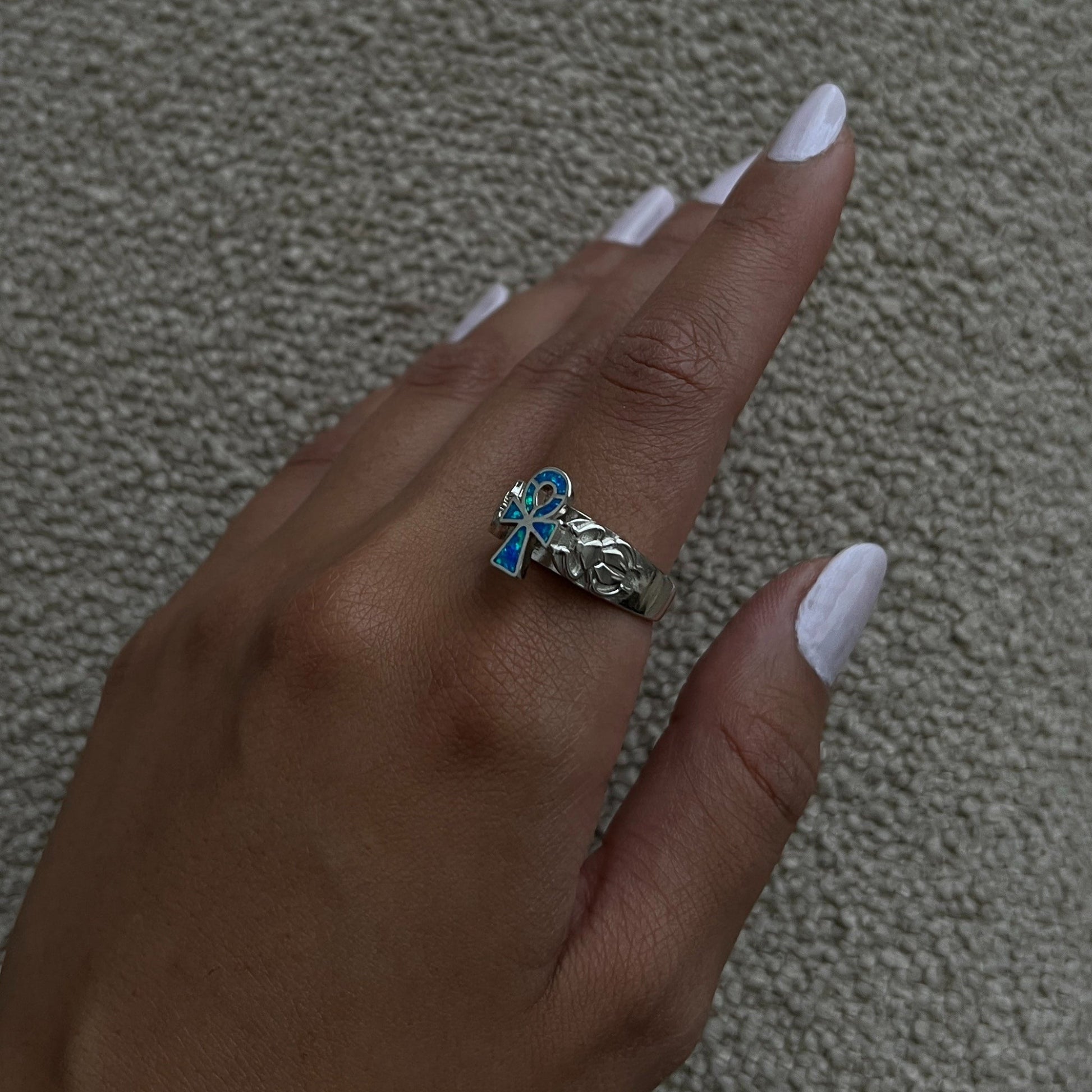 Ocean Ankh Ring - AJURE SILVER