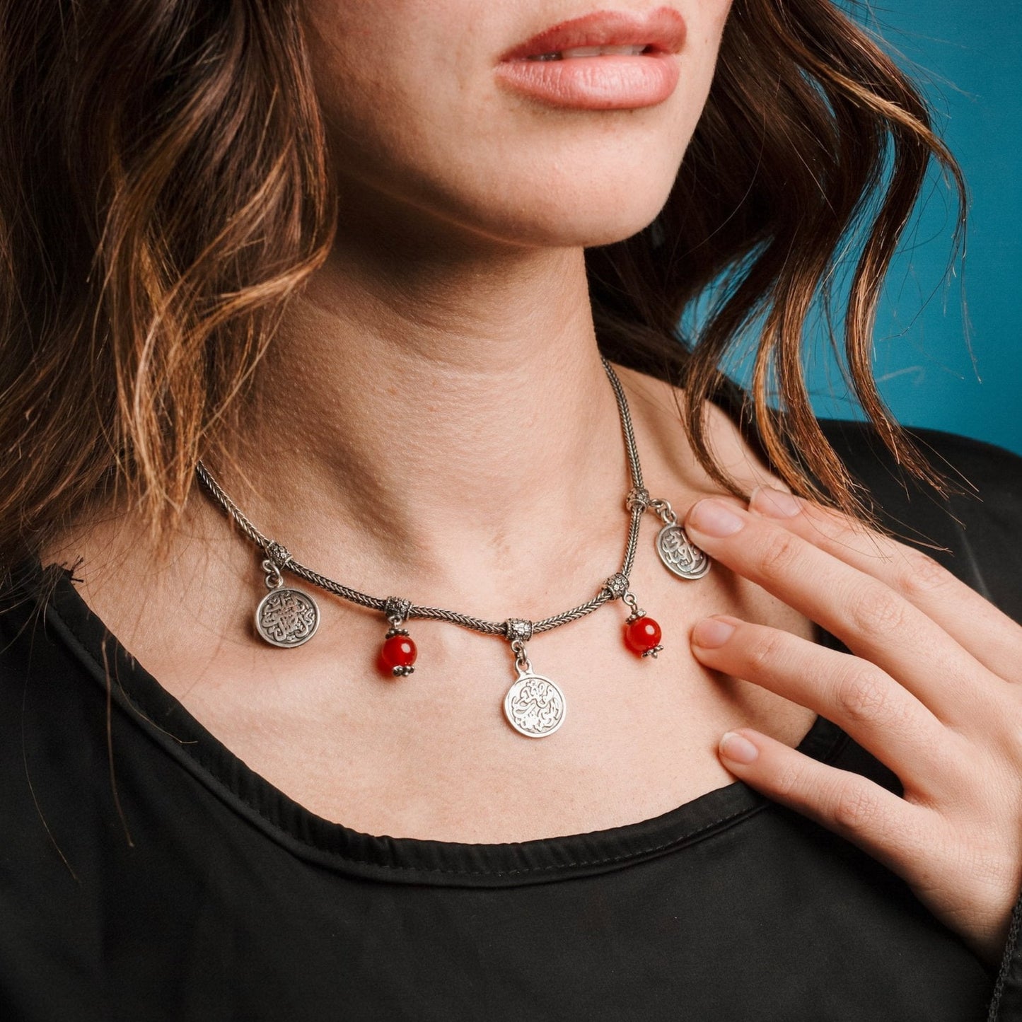 Om Kalthoum Melody Charm Necklace - AJURE SILVER