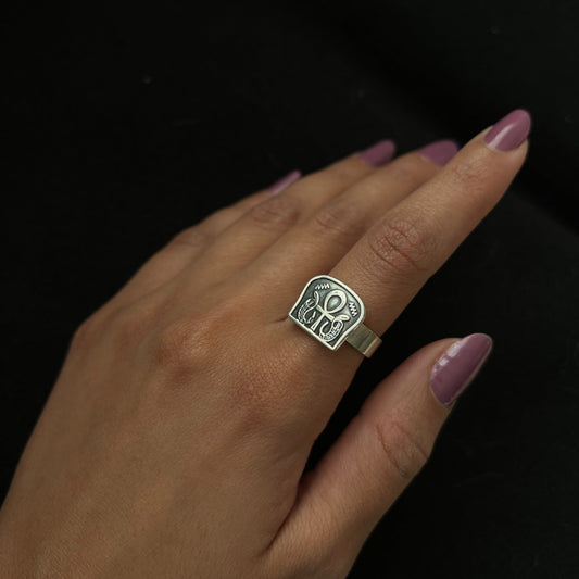 Pharaonic Ankh & Serpents Ring - AJURE SILVER