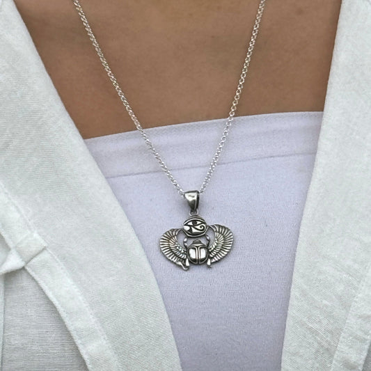 Scarab Sentinel Necklace - AJURE SILVER