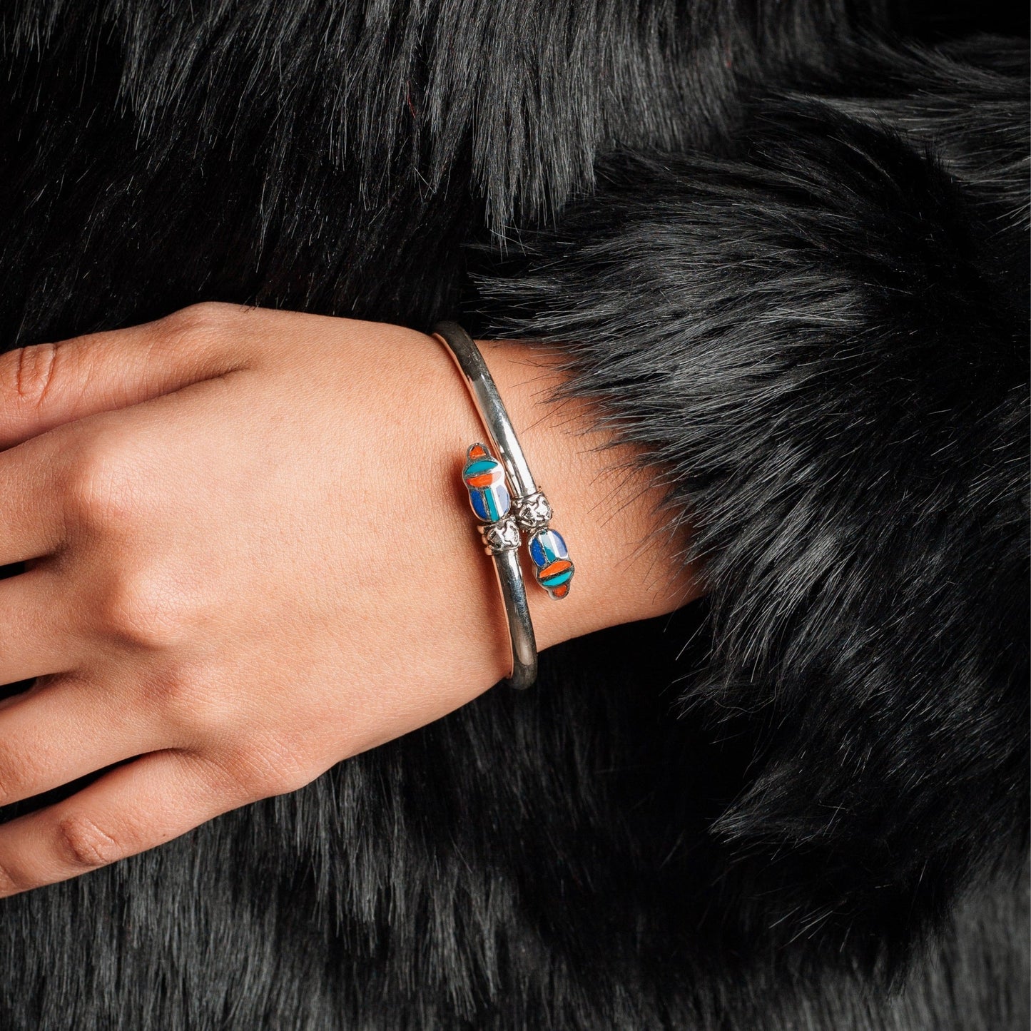 Twin Scarabs Bracelet - AJURE SILVER
