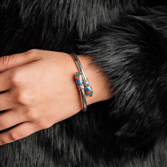 Twin Scarabs Bracelet - AJURE SILVER